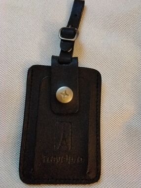 Travelpro Black Leather Luggage Tag